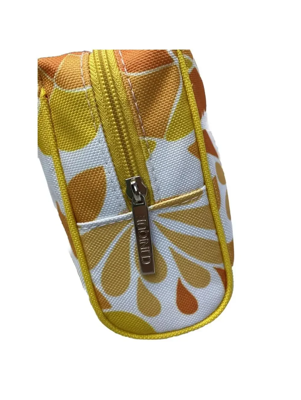 Clinique Makeup Bag Orange Yellow Floral Cosmetic Pouch Brand New